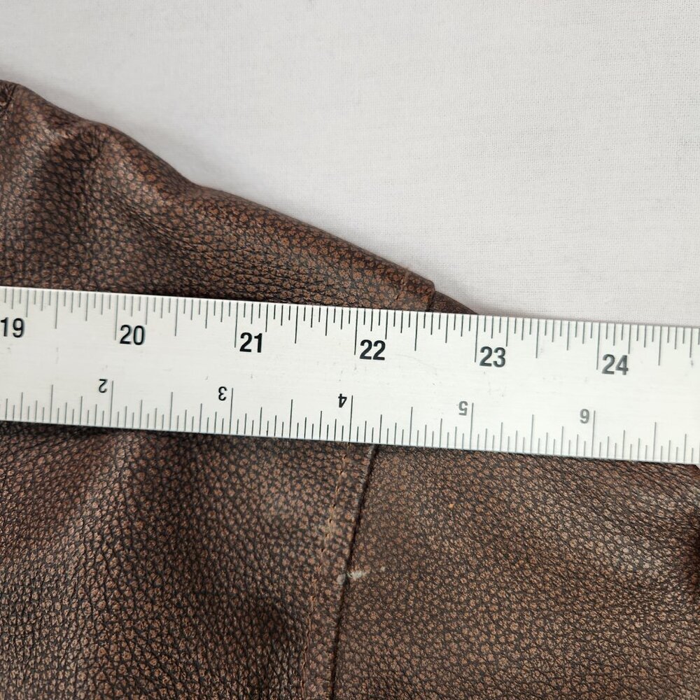 Vtg Browning Gold Brown Leather Jacket Men's XL TG Shoulder Patch Zip Logo - Picture 15 of 16
